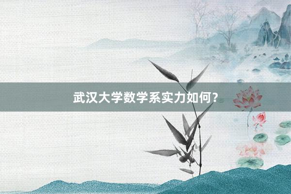 武汉大学数学系实力如何？